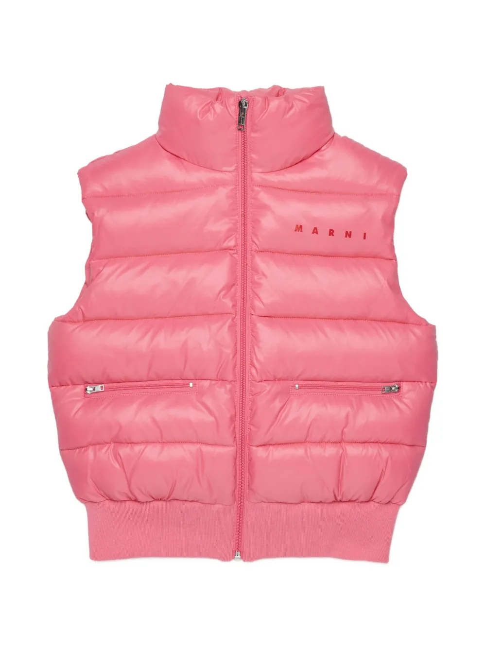 Marni Kids Gesteppte Weste mit Logo-Print - Rosa
