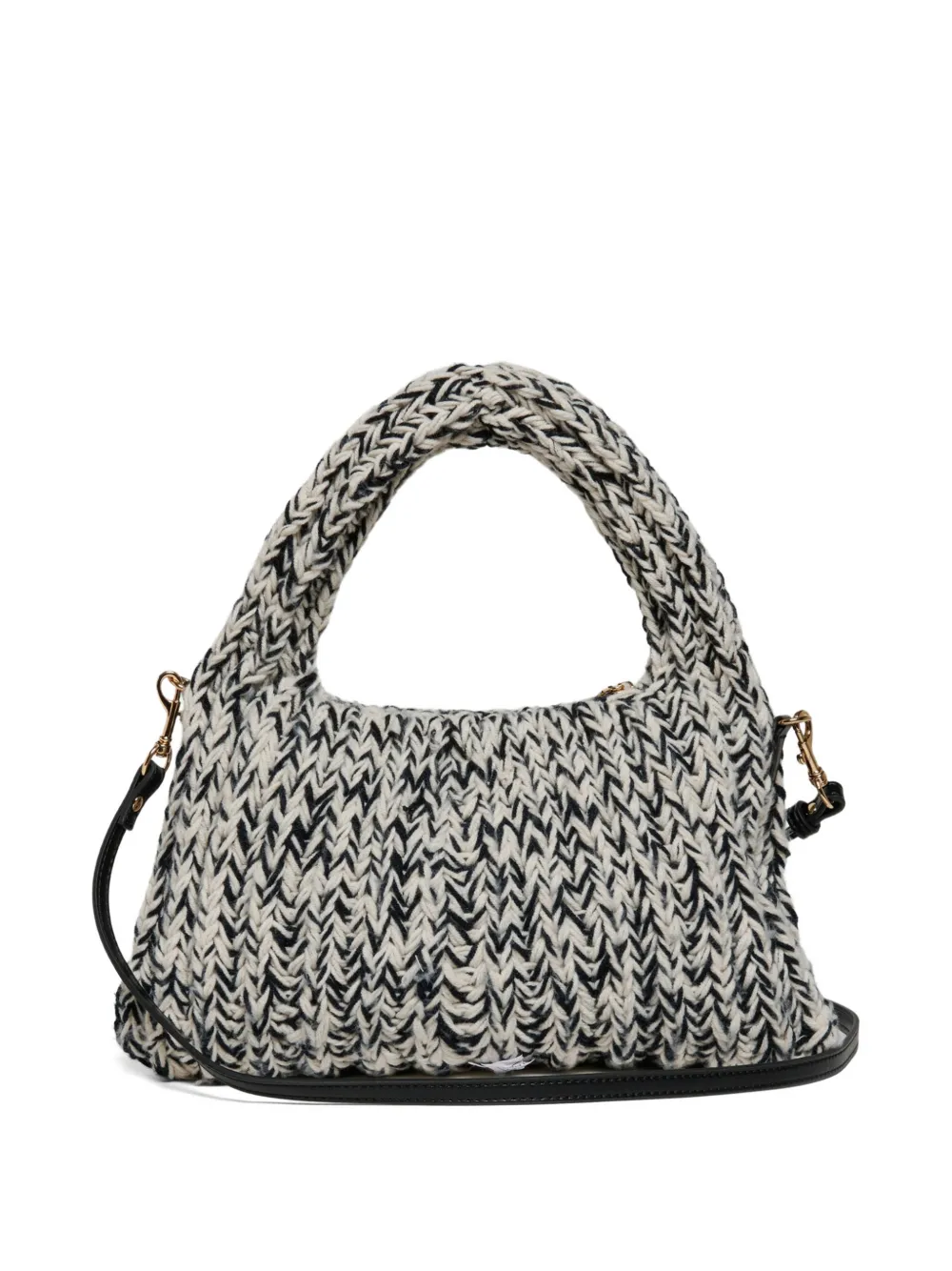 Nº21 Kids Grofgebreide schoudertas met logopatch Beige