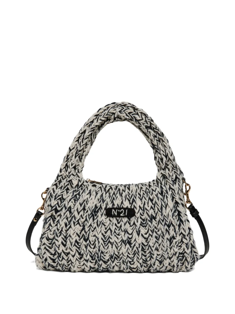Nº21 Kids chunky-knit logo-patch shoulder bag - Neutrals