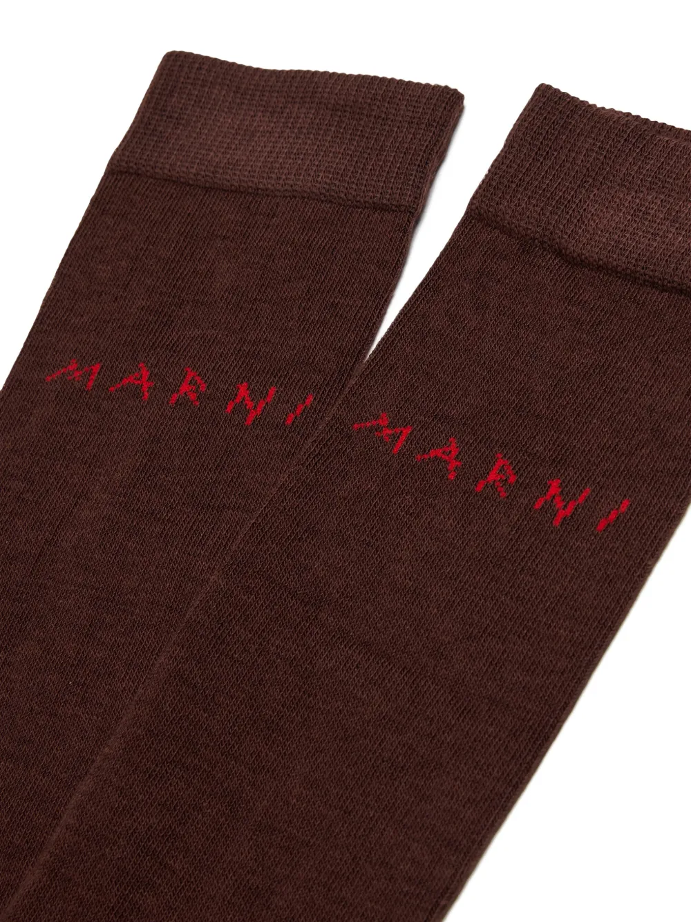 Marni Kids Geribbelde sokken met geborduurd logo Bruin
