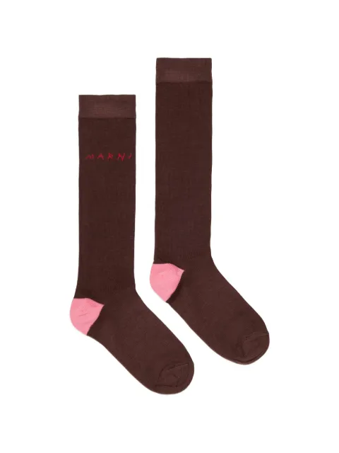 Marni Kids embroidered-logo ribbed socks