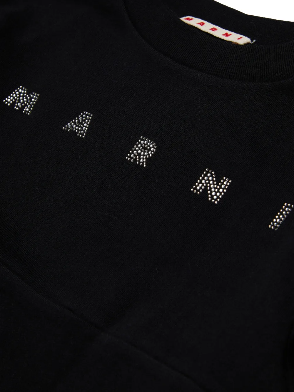 Marni Kids Jurk met opgestikte zak en stras logo Zwart
