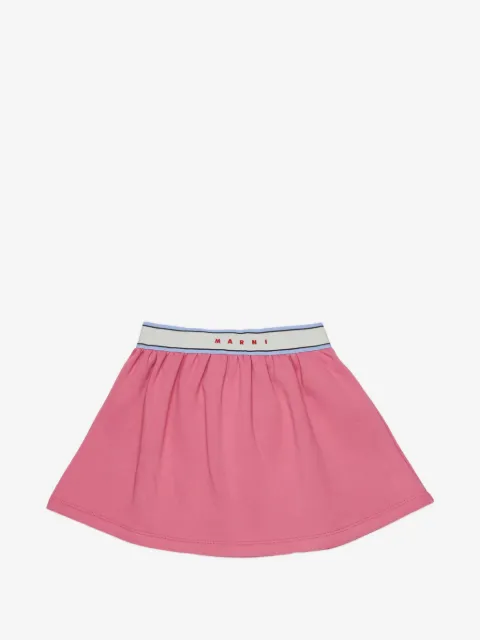 Marni Kids logo-waistband gathered skirt
