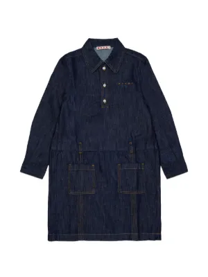 Philosophy Di Lorenzo Serafini Kids pussy-bow Denim Dress | Blue