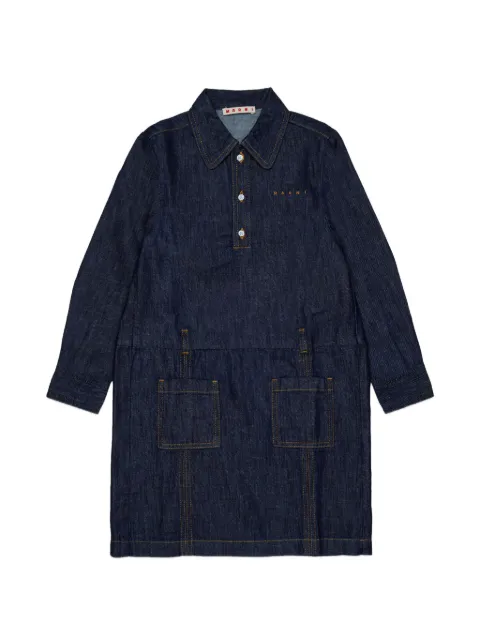 Marni Kids vestido con logo bordado y bolsillo de parche