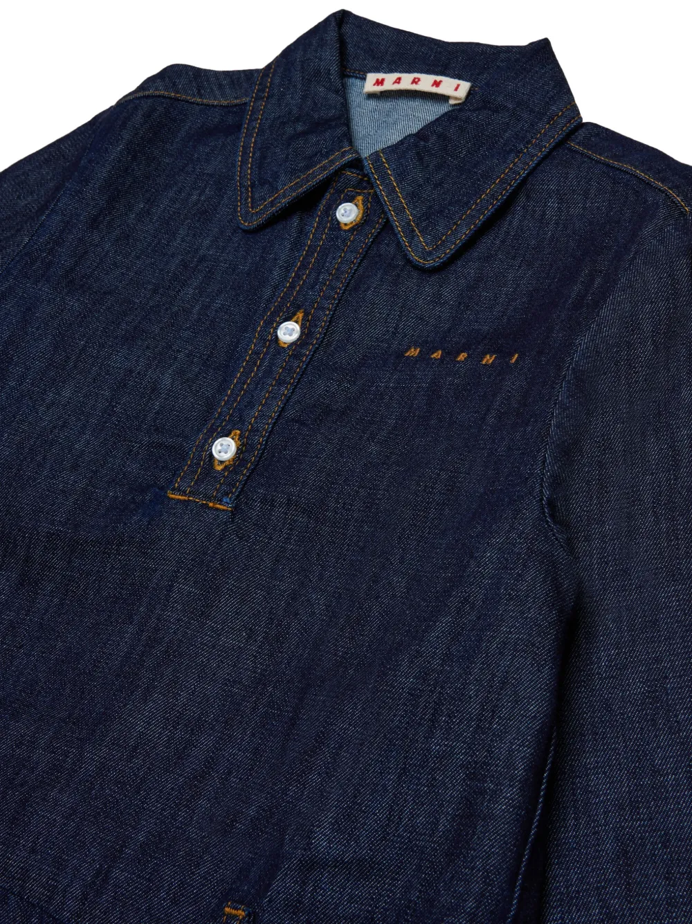 Marni Kids Jurk met geborduurd logo en opgestikte zak Blauw