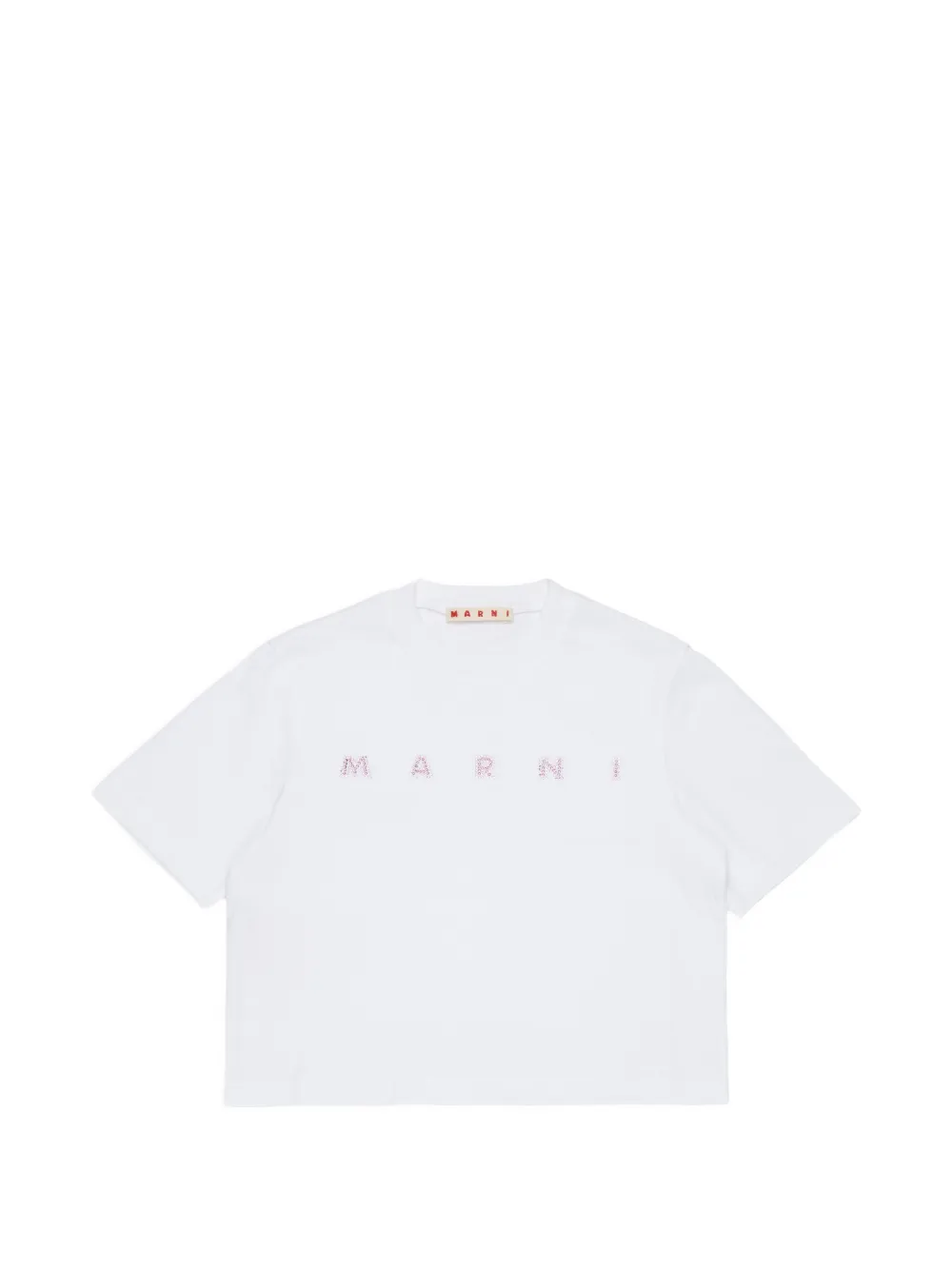 Marni Kids T-shirt crop con strass - Bianco