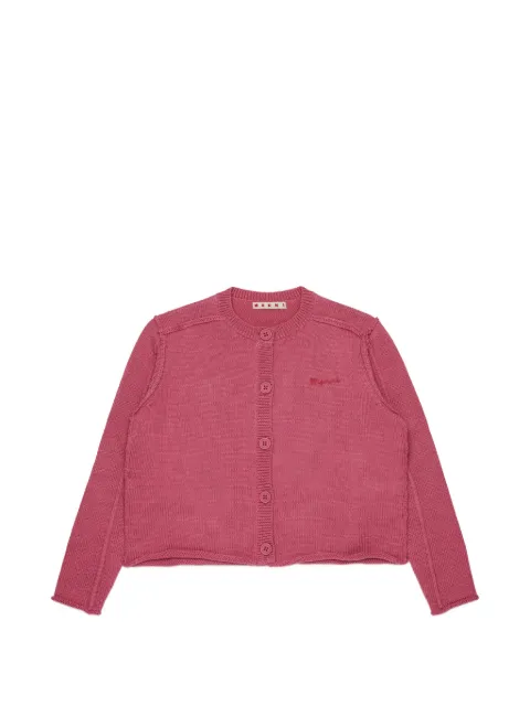 Marni Kids logo-embroidered cardigan