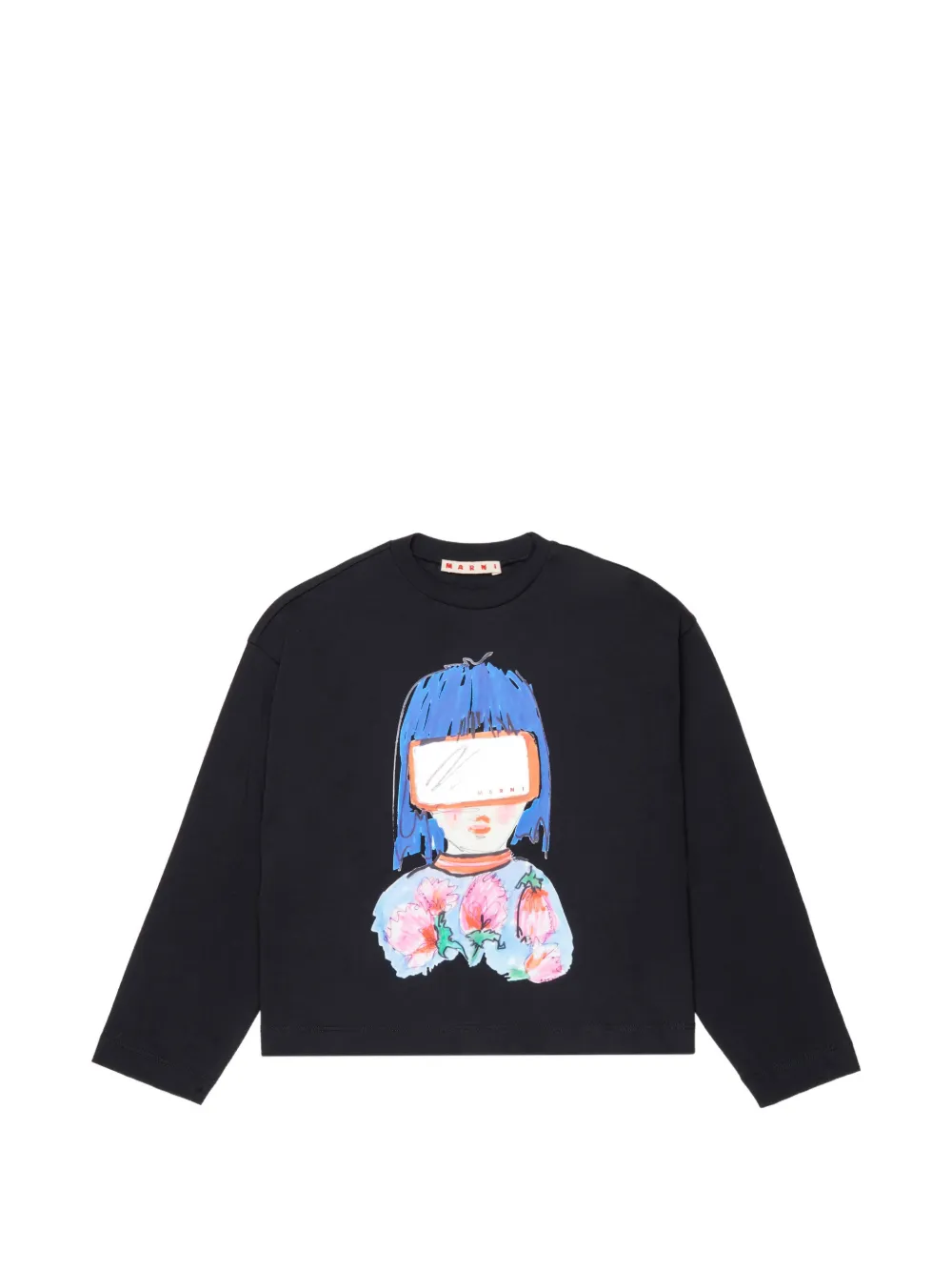 Marni Kids graphic-print long-sleeve T-shirt - Nero