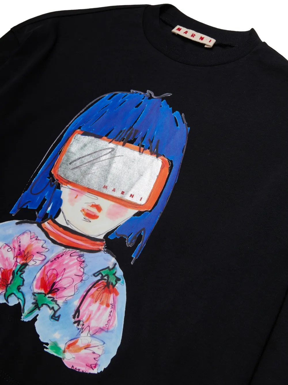 Marni Kids T-shirt met grafische print Zwart