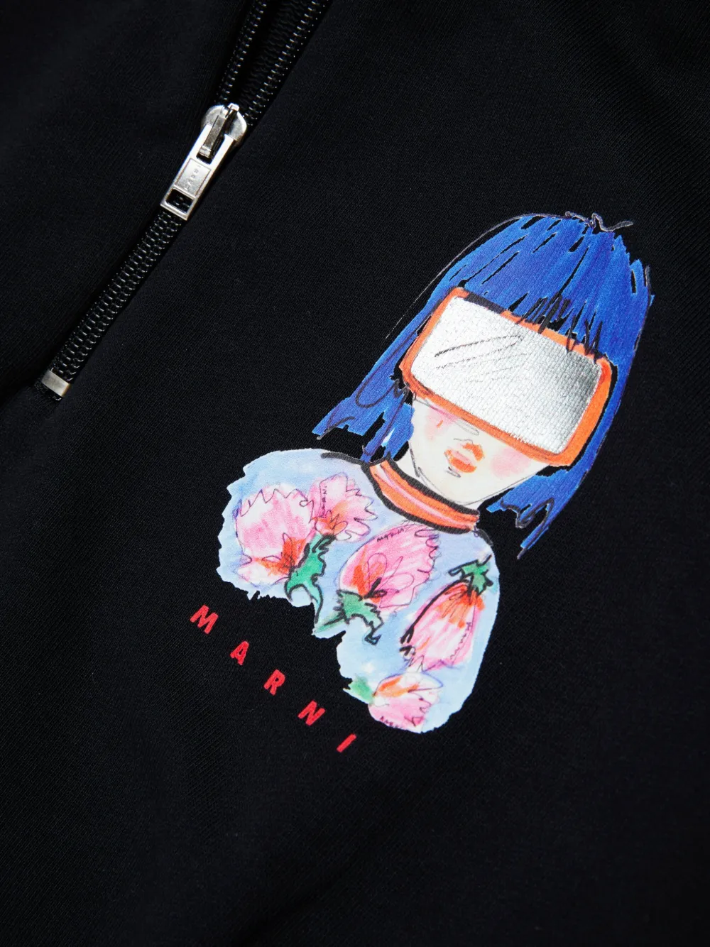 Marni Kids Hoodie met print Zwart