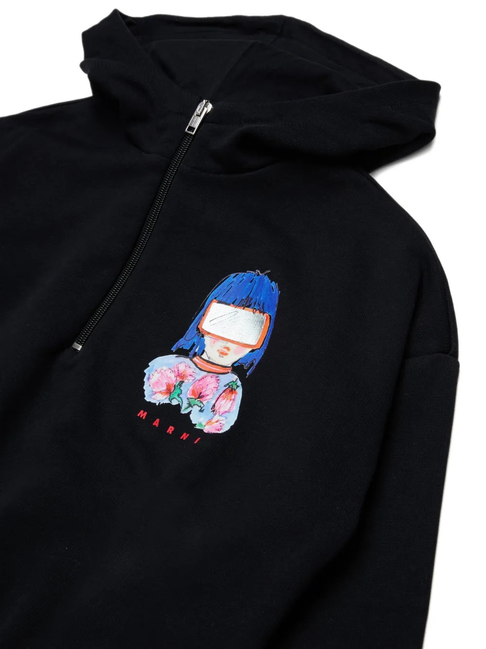 Marni Kids Hoodie met print Zwart