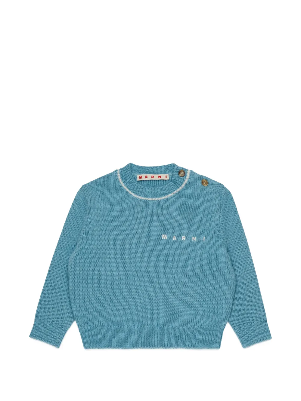 Marni Kids Maglione con logo ricamato - Blu