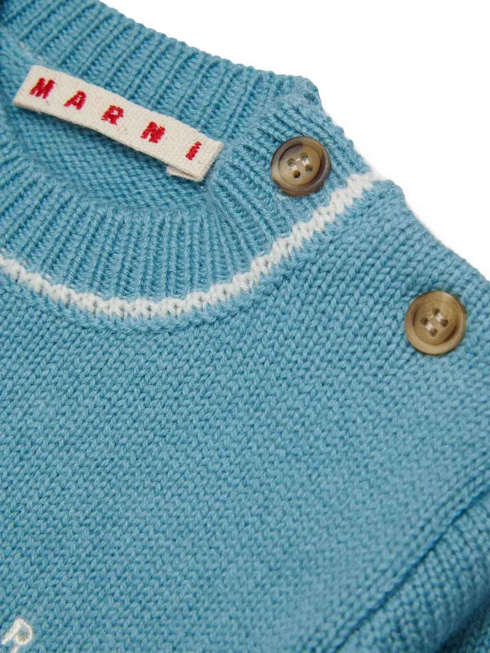 Marni Kids Trui met knopen op de schouders en geborduurd logo Blauw