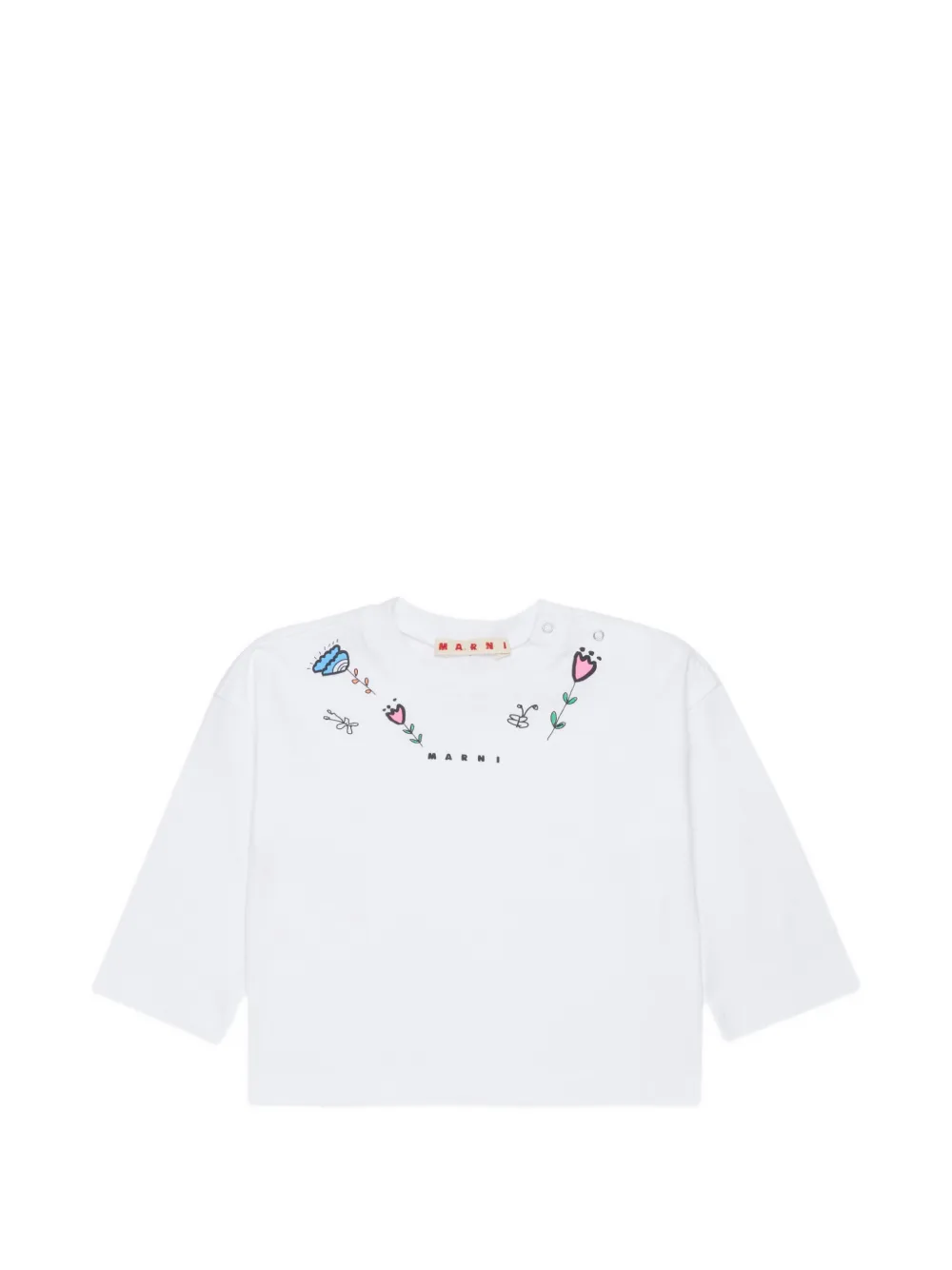 Marni Kids T-shirt a fiori con maniche lunghe - Bianco