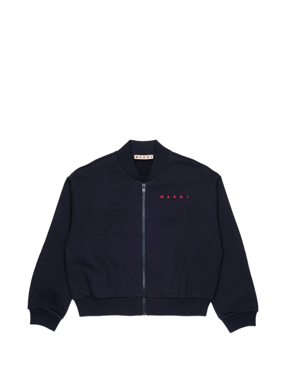 Marni Kids logo-print zip-up sweatshirt - Blue