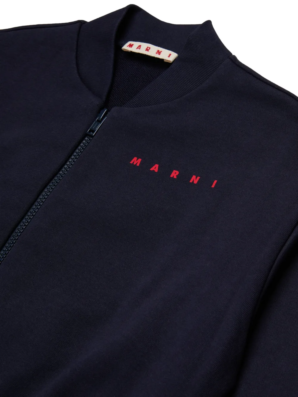 Marni Kids Sweater met logoprint en rits Blauw