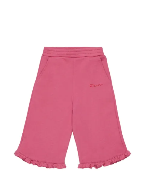 Marni Kids ruffle-trim embroidered-logo trousers