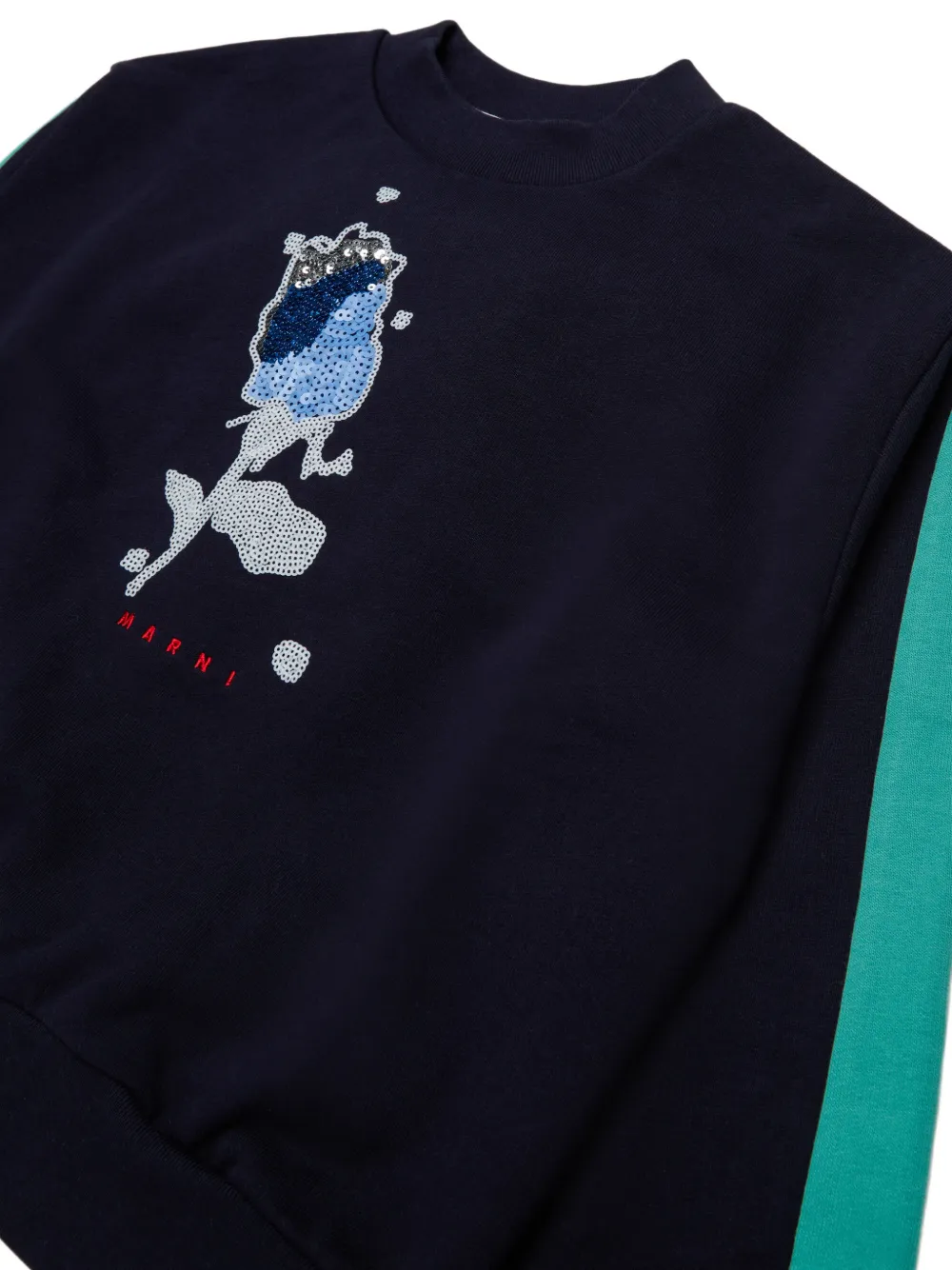 Marni Kids Sweater met zijstreep verfraaid met pailletten Blauw