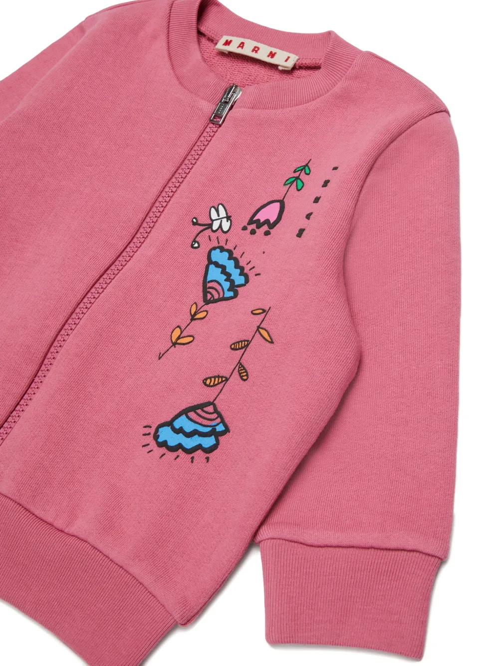 Marni Kids Trui met bloemenprint en rits Roze
