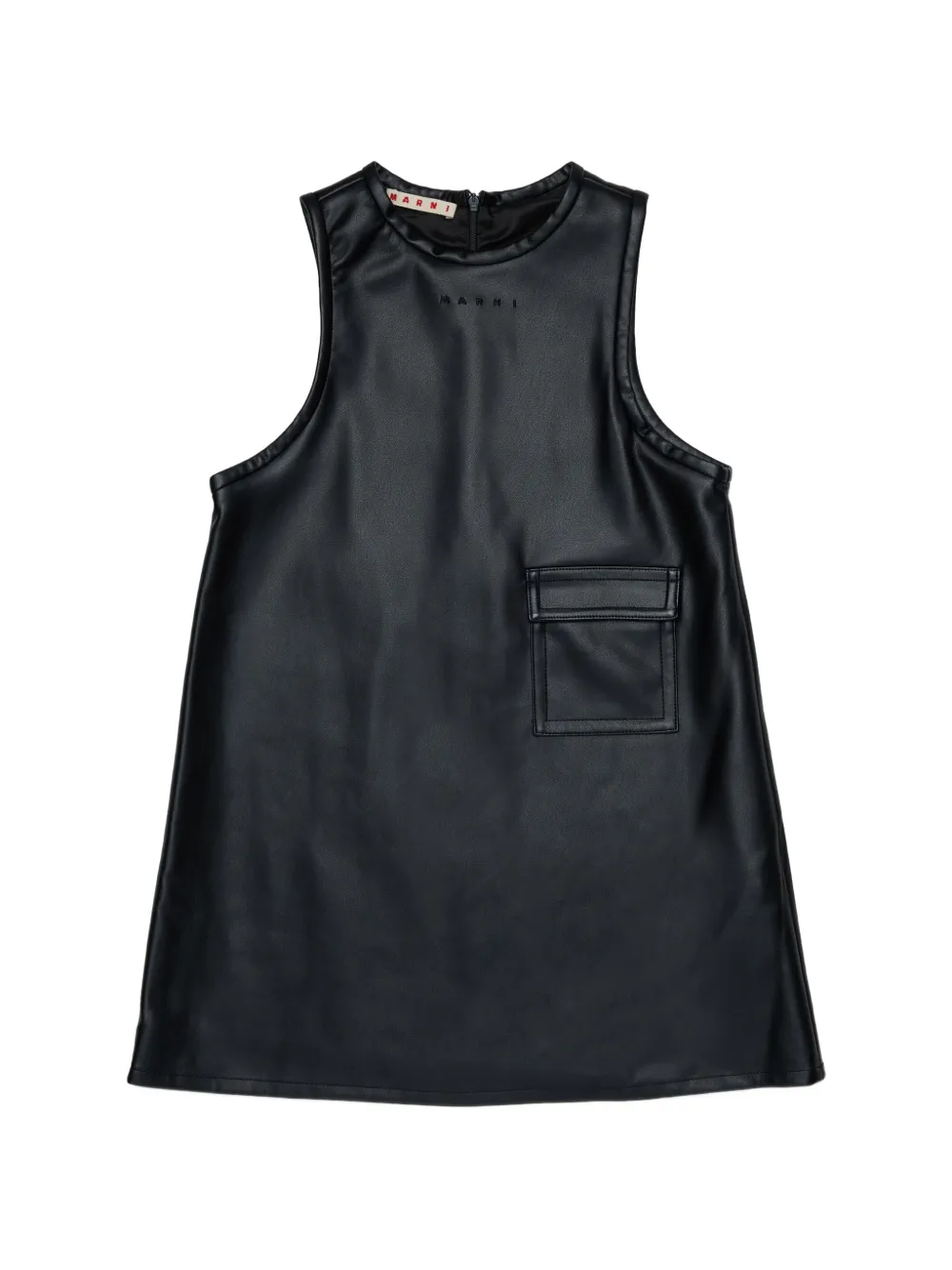 Marni Kids Ärmelloses Kleid mit aufgesetzter Tasche - Schwarz