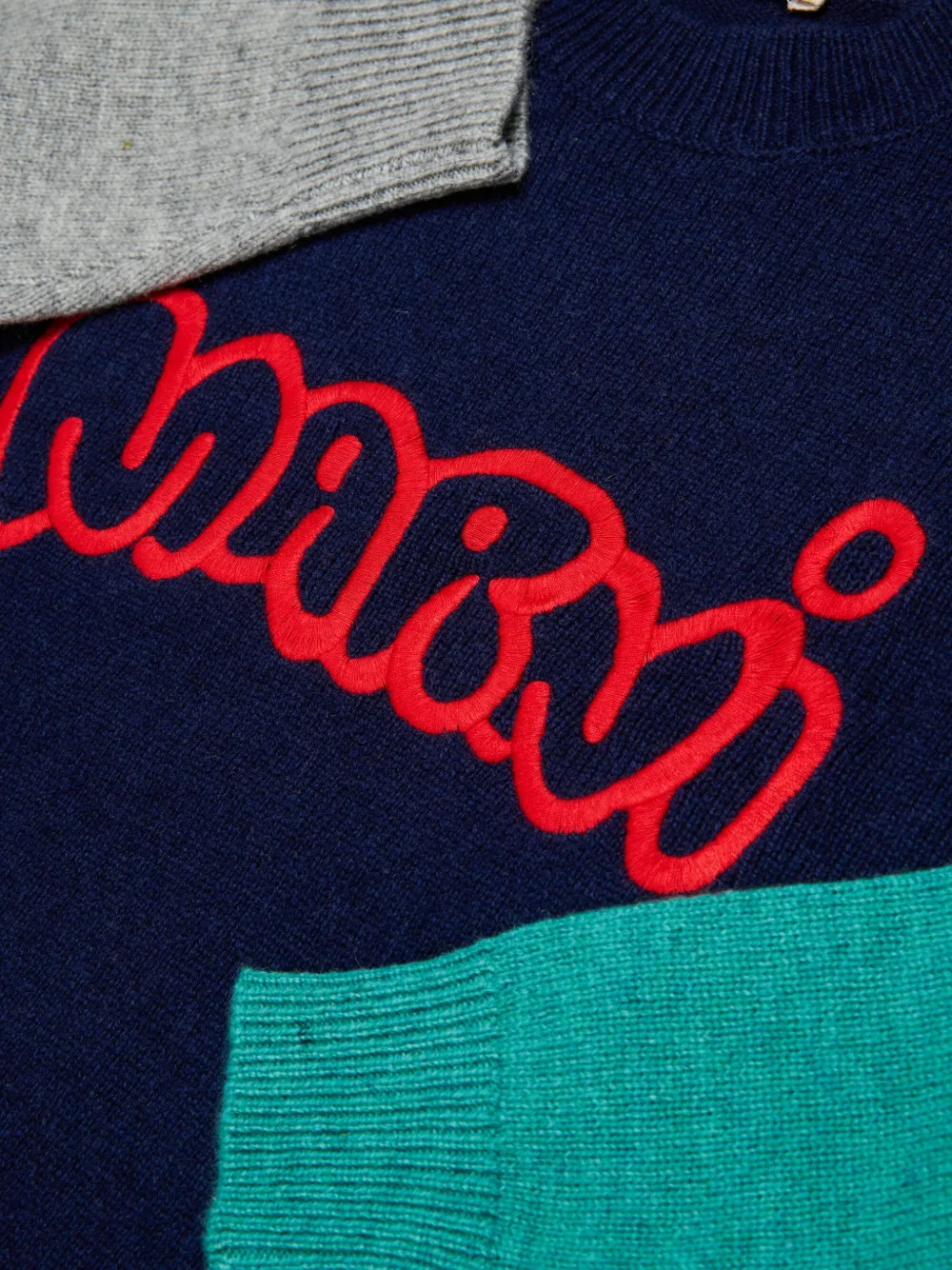 Marni Kids Trui met geborduurd logo en colourblocking Blauw