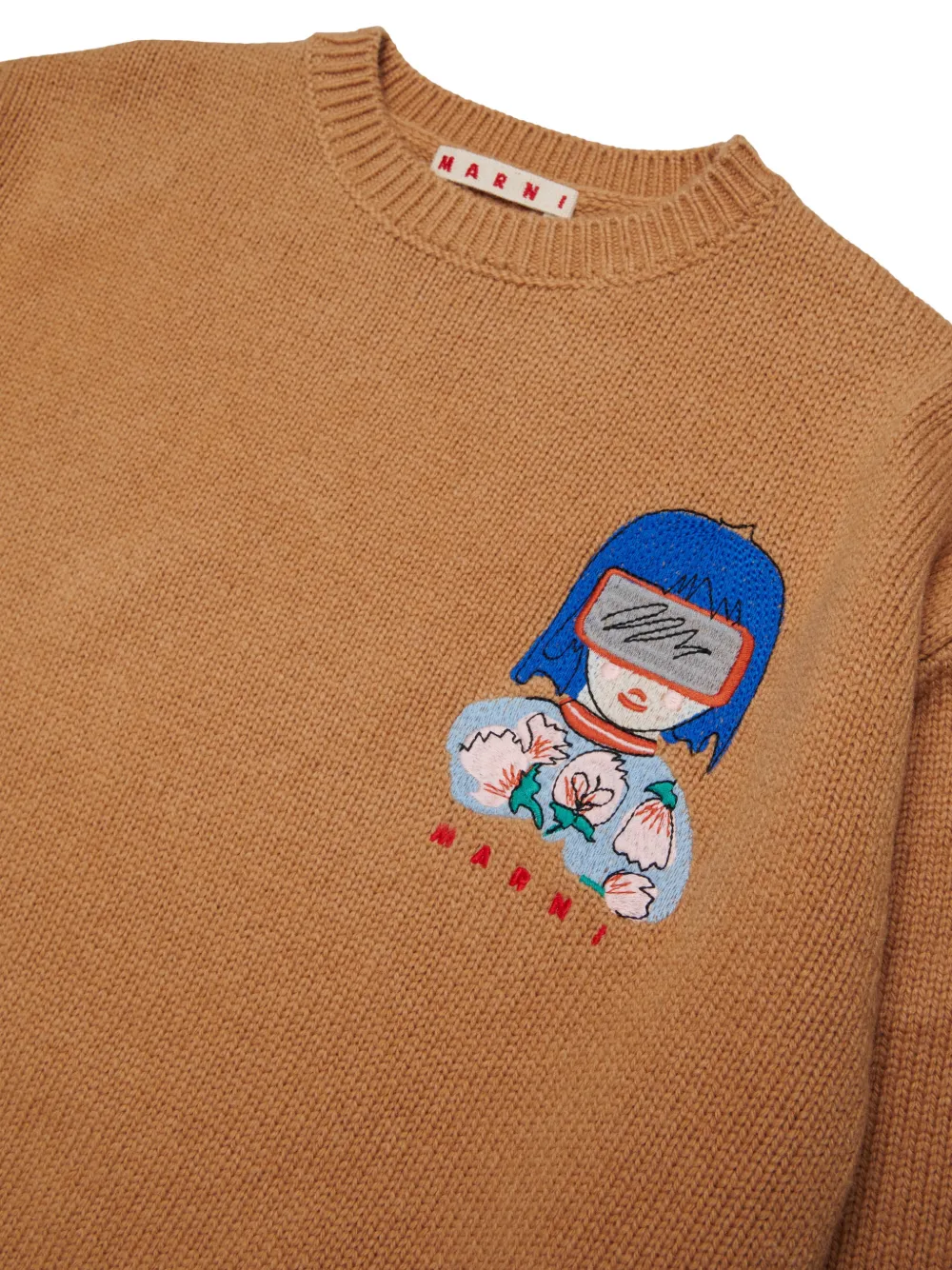 Marni Kids Gebreide top met geborduurd logo Bruin