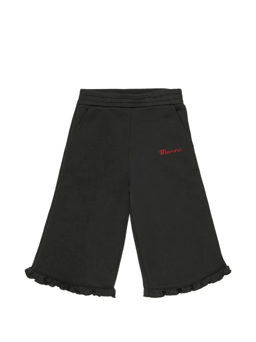 Marni Kids Gerüschte Jogginghose mit Logo-Stickerei - Schwarz