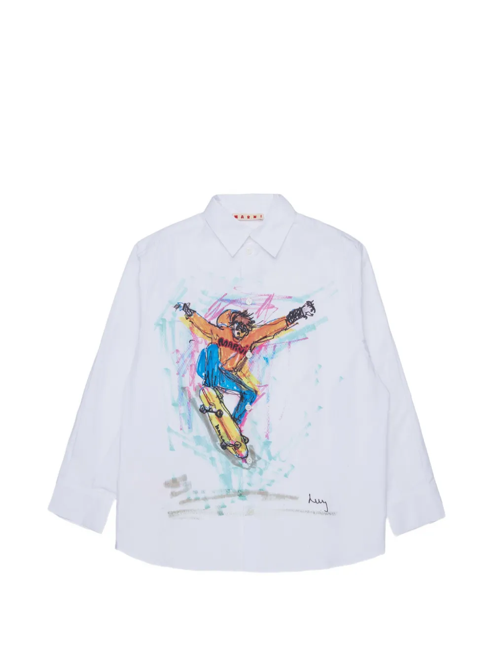 Marni Kids Hemd mit grafischem Print - Weiß