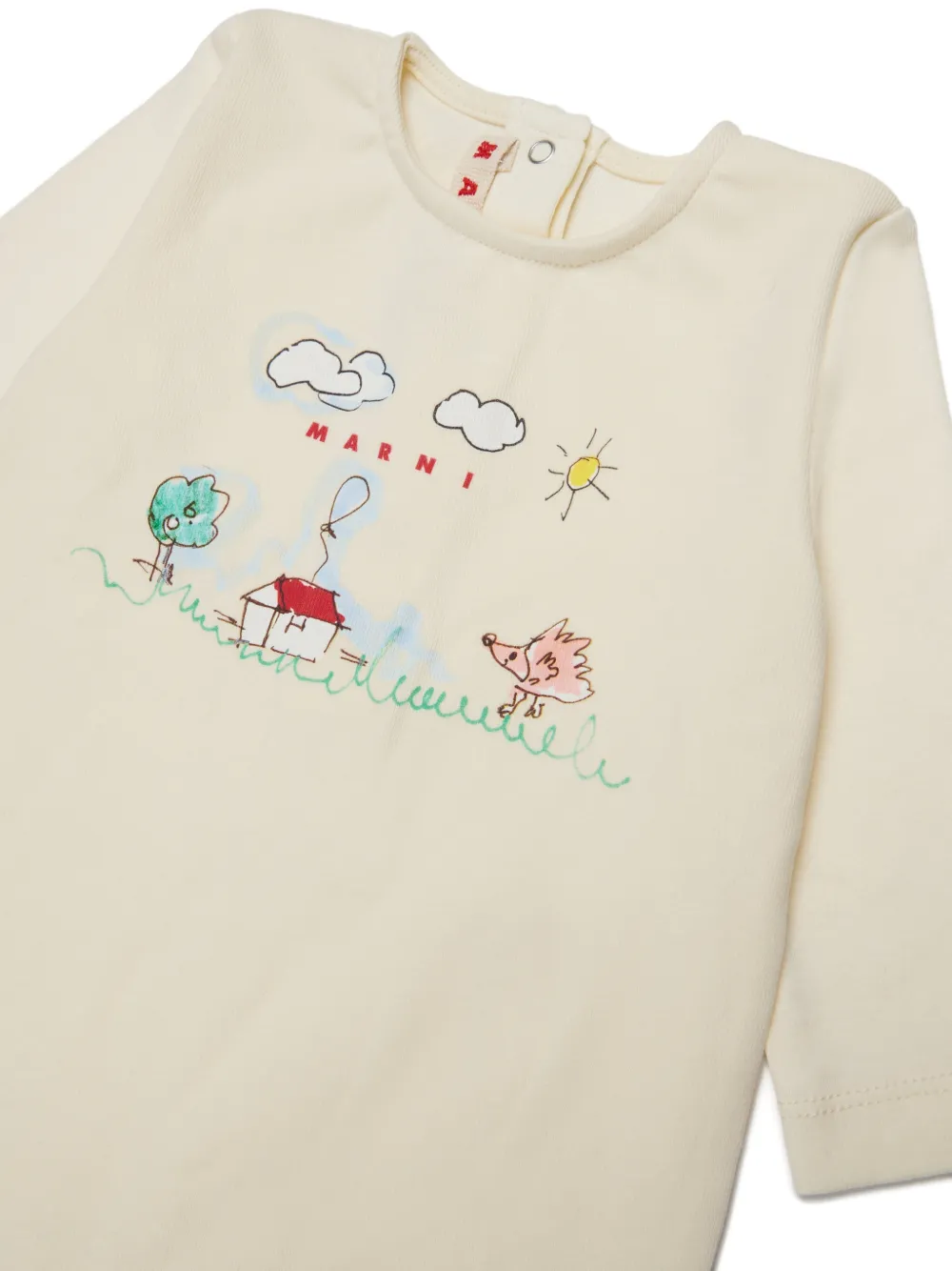 Marni Kids Katoenen romper met ronde hals Beige