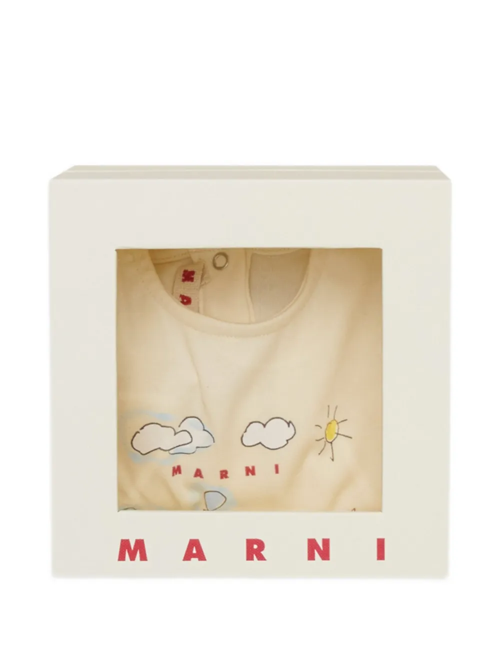 Marni Kids Katoenen romper met ronde hals Beige