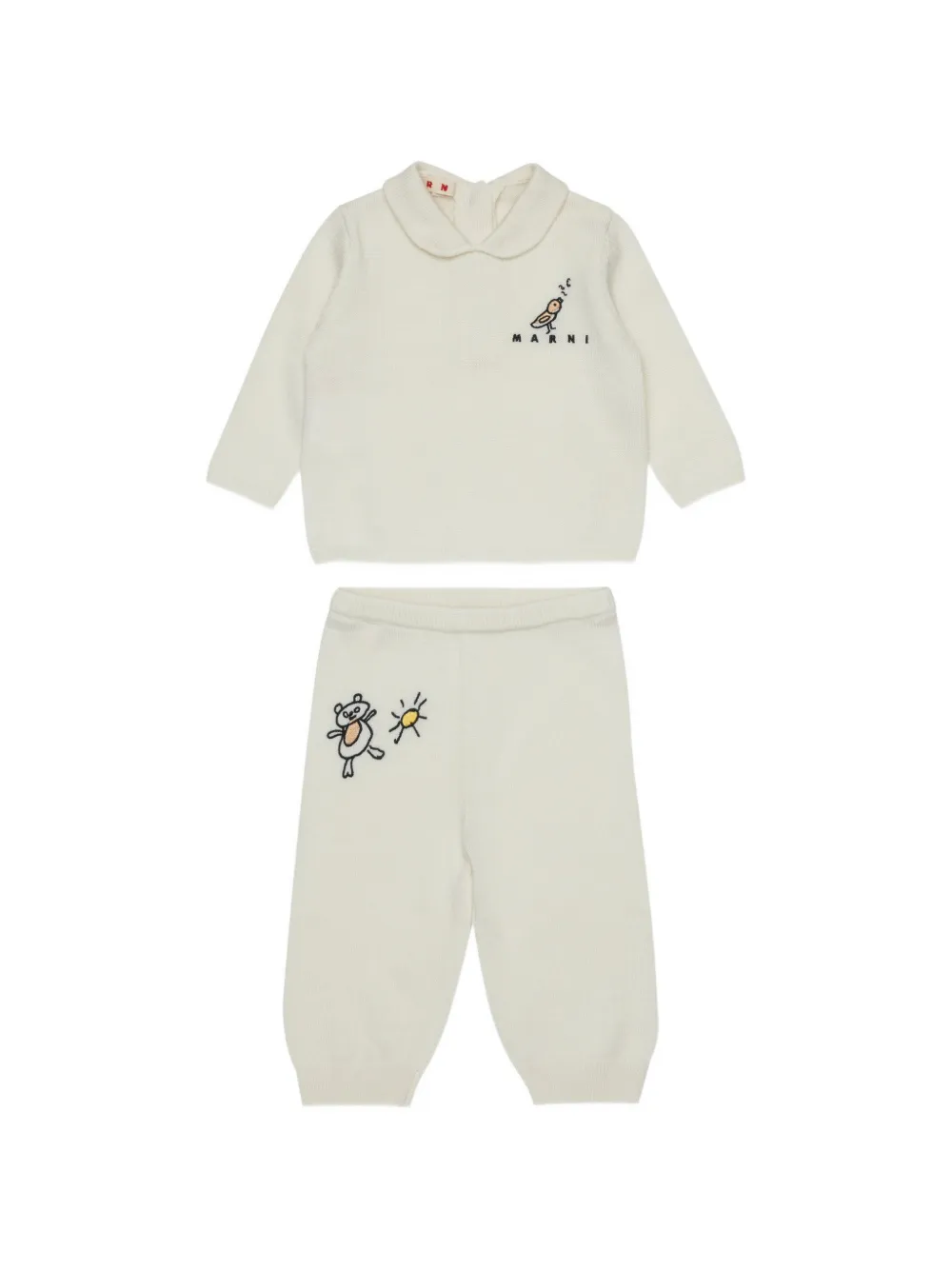 Marni Kids Tuta sportiva con logo ricamato - Toni neutri