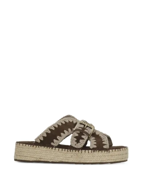 Mou crochet-trim buckle-fastening sandals