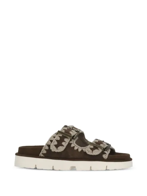 Mou crochet-trim buckle-strap sandals