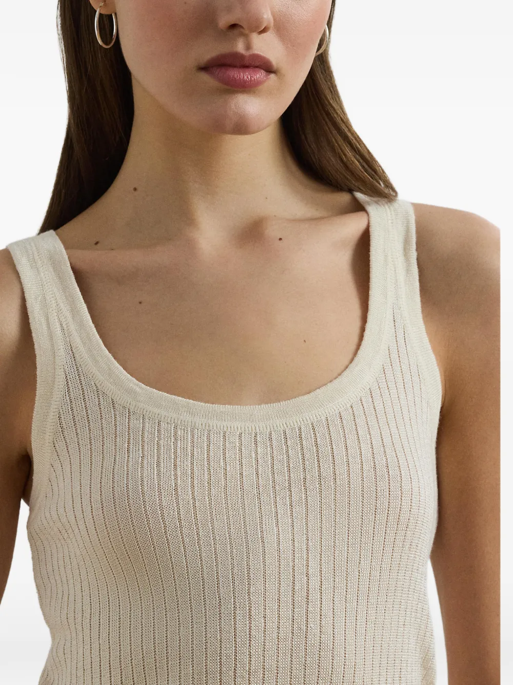 Lauren Ralph Lauren Ribgebreide tanktop Beige