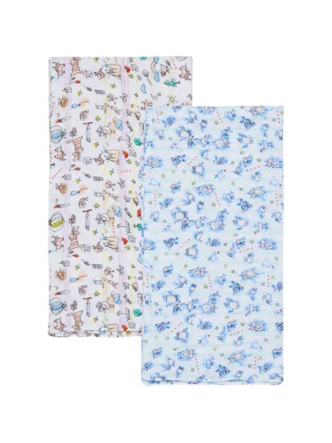 Marni Kids illustrative-print cotton blankets (set of two)