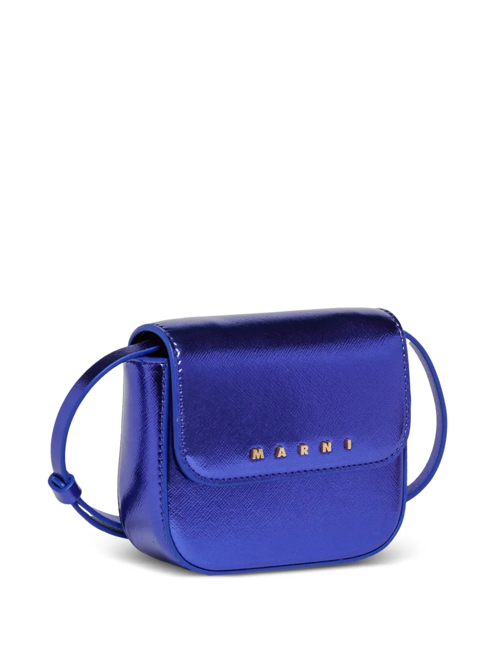 Marni Kids Punk metallic schoudertas met logo Blauw