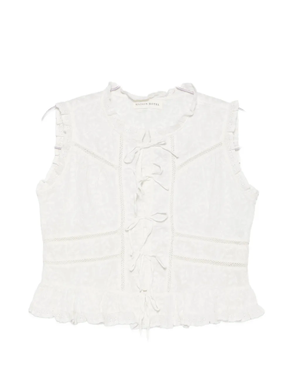 MAISON HOTEL schiffli-embroidered ruffled blouse - Weiß