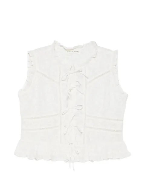 MAISON HOTEL schiffli-embroidered ruffled blouse