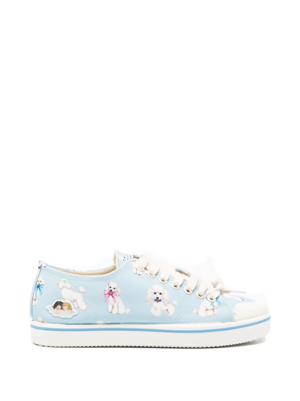 Fiorucci Poodle-print Cotton Sneakers In Blue