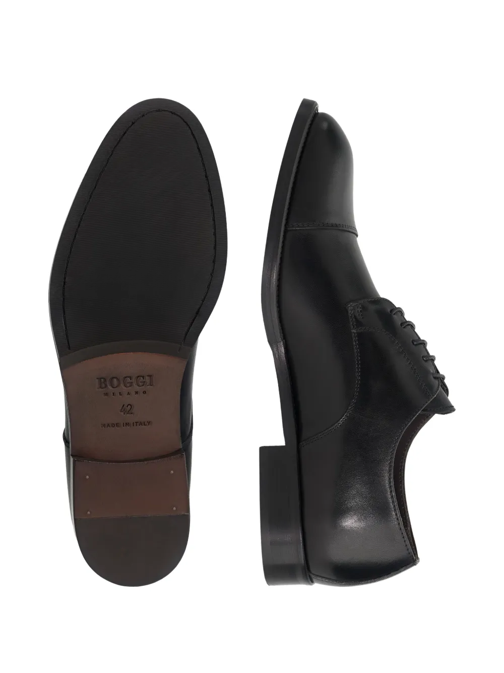 Boggi Milano buffed leather Derby shoes Zwart