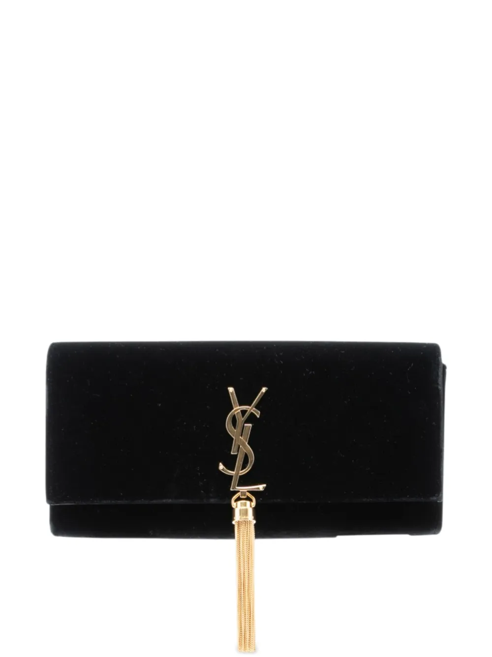 Saint Laurent Pre-Owned 2014 Velvet Classic Monogram Cassandre Tassel clutch bag - Schwarz
