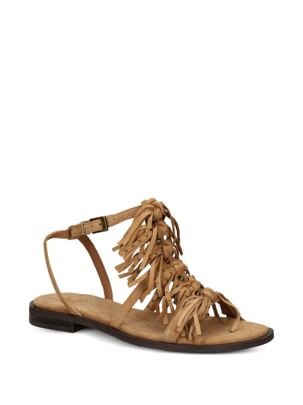 Ash Panic fringed studded sandals Beige