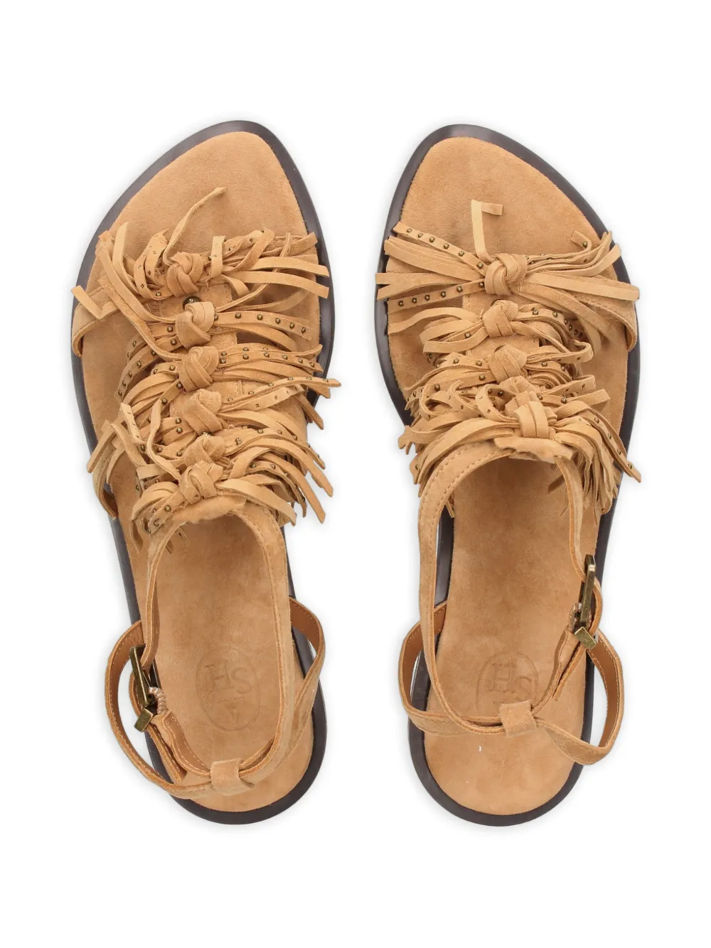 Ash Panic fringed studded sandals Beige