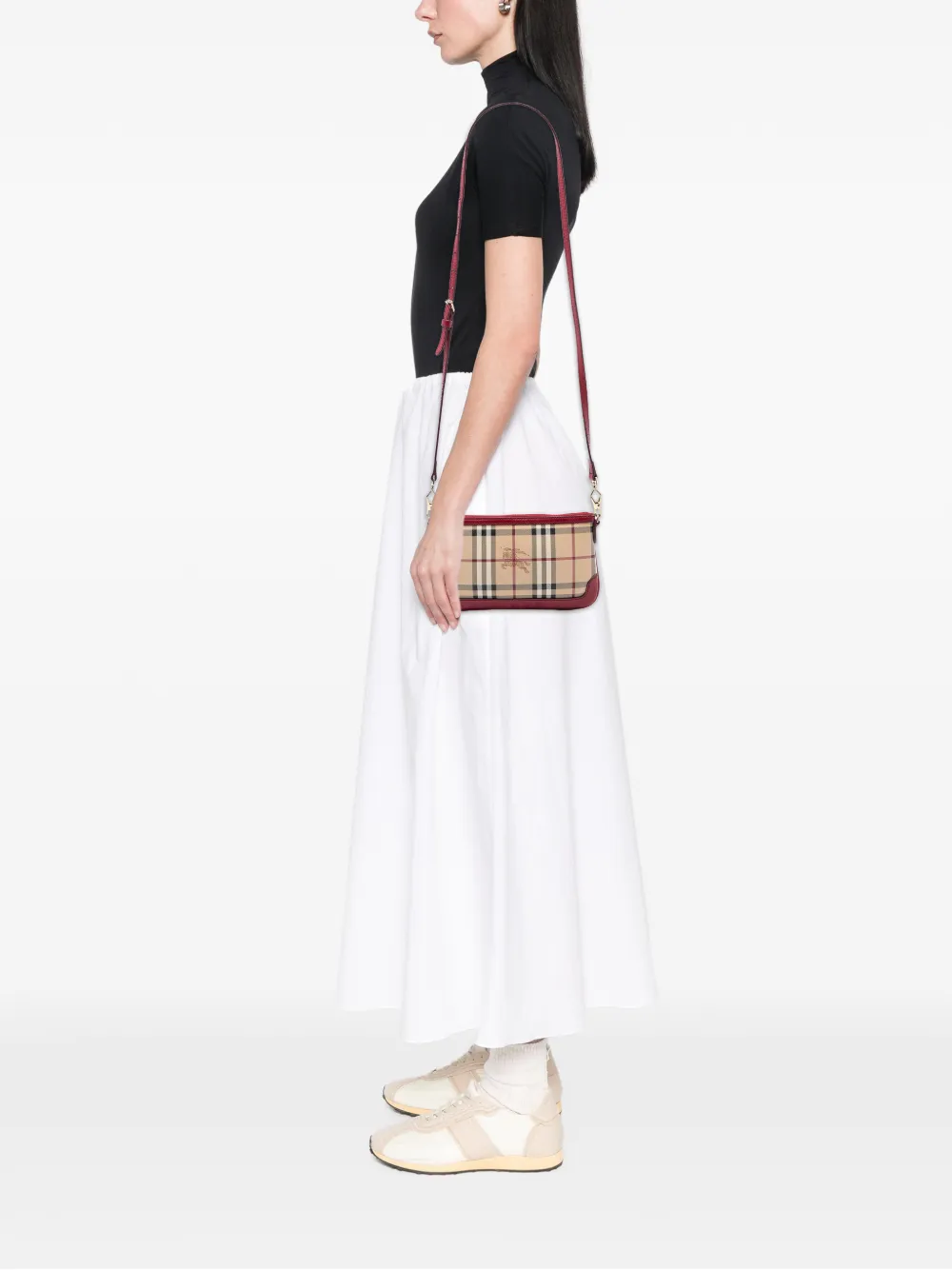  Burberry Pre-owned Sac à Bandoulière Peyton En Toile Enduite à Motif Haymarket Check (2000-2017) - Rouge 