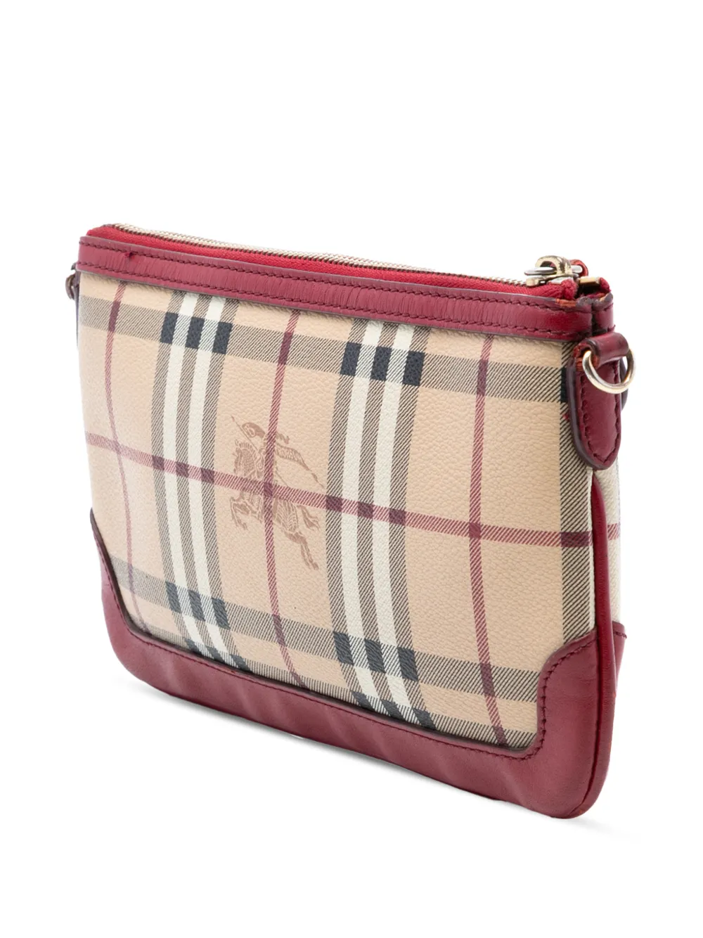  Burberry Pre-owned Sac à Bandoulière Peyton En Toile Enduite à Motif Haymarket Check (2000-2017) - Rouge 