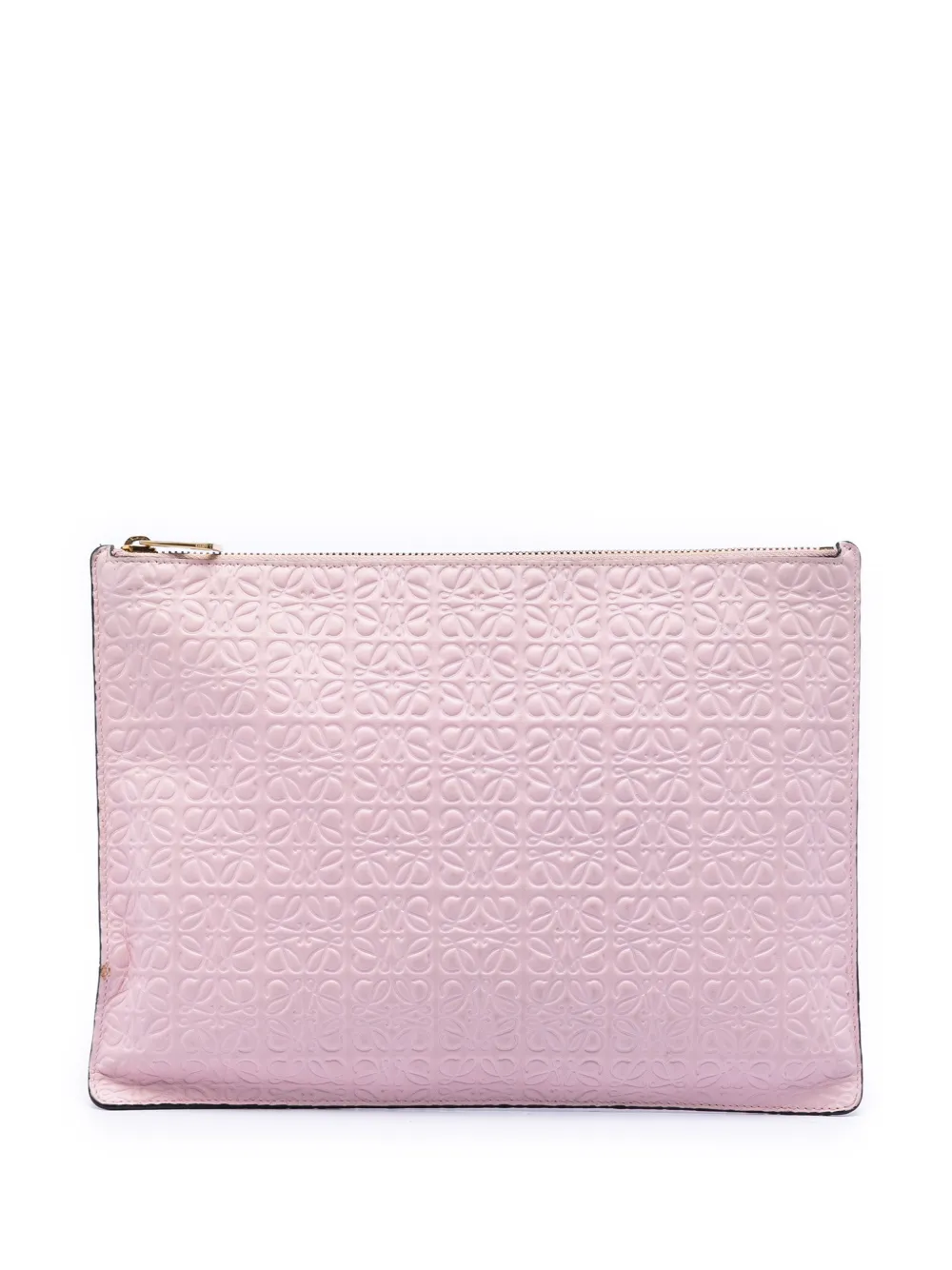 Loewe Pre-Owned 2015 Embossed Anagram Calfskin Repeat Pouch clutch bag - Rosa