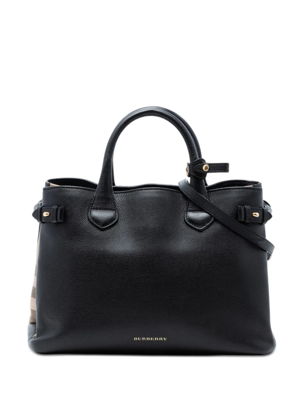 Burberry Pre-Owned 2000-2017 Medium Leather and House Check Banner satchel - Schwarz