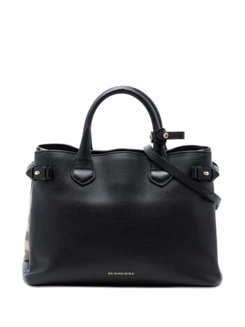 Burberry Pre-Owned 2000-2017 Medium Leather and House Check Banner satchel