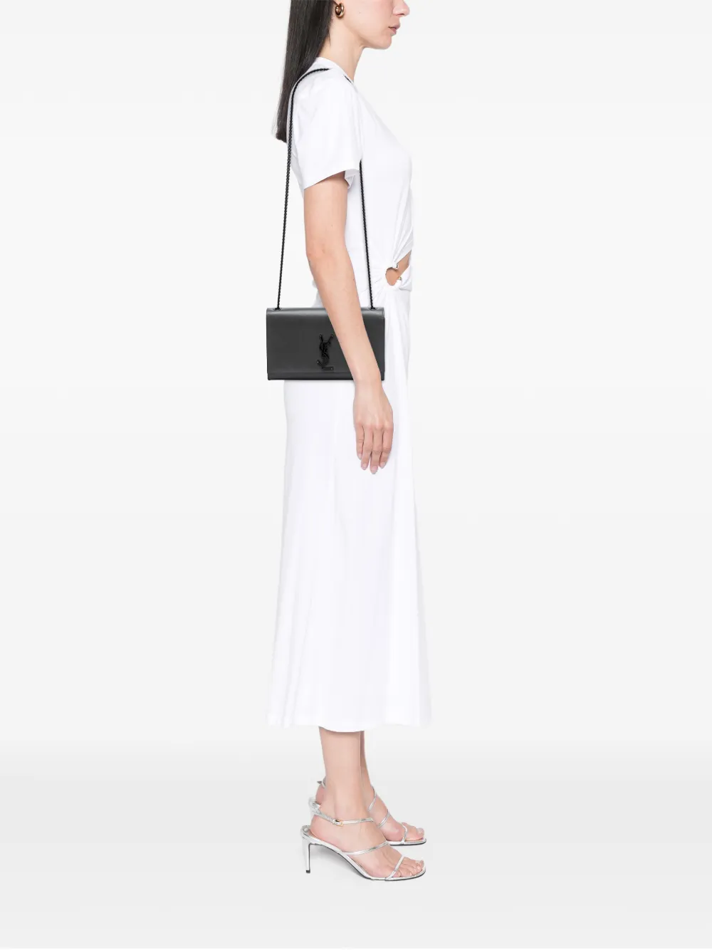  Saint Laurent Pre-owned Bandolera Monochrome Kate Mediana De Grain De Poudre Con Monograma 2016 - Gris 